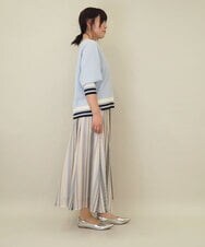 ZMKGE27120 al'aise modulation(アレーズモジュレーション) 【洗える】つぶつぶジョーゼット配色ラグランカットソー ライトブルー