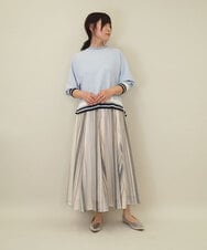 ZMKGE27120 al'aise modulation(アレーズモジュレーション) 【洗える】つぶつぶジョーゼット配色ラグランカットソー ライトブルー