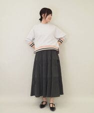 ZMKGE27120 al'aise modulation(アレーズモジュレーション) 【洗える】つぶつぶジョーゼット配色ラグランカットソー ライトグレー