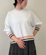 ZMKGE27120 al'aise modulation(アレーズモジュレーション) 【洗える】つぶつぶジョーゼット配色ラグランカットソー ライトグレー