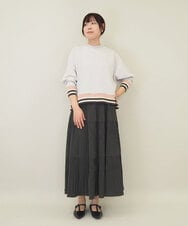 ZMKGE27120 al'aise modulation(アレーズモジュレーション) 【洗える】つぶつぶジョーゼット配色ラグランカットソー ライトグレー