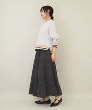 ZMKGE27120 al'aise modulation(アレーズモジュレーション) 【洗える】つぶつぶジョーゼット配色ラグランカットソー ライトグレー