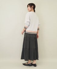 ZMKGE27120 al'aise modulation(アレーズモジュレーション) 【洗える】つぶつぶジョーゼット配色ラグランカットソー ライトグレー