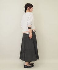 ZMKGE27120 al'aise modulation(アレーズモジュレーション) 【洗える】つぶつぶジョーゼット配色ラグランカットソー ライトグレー