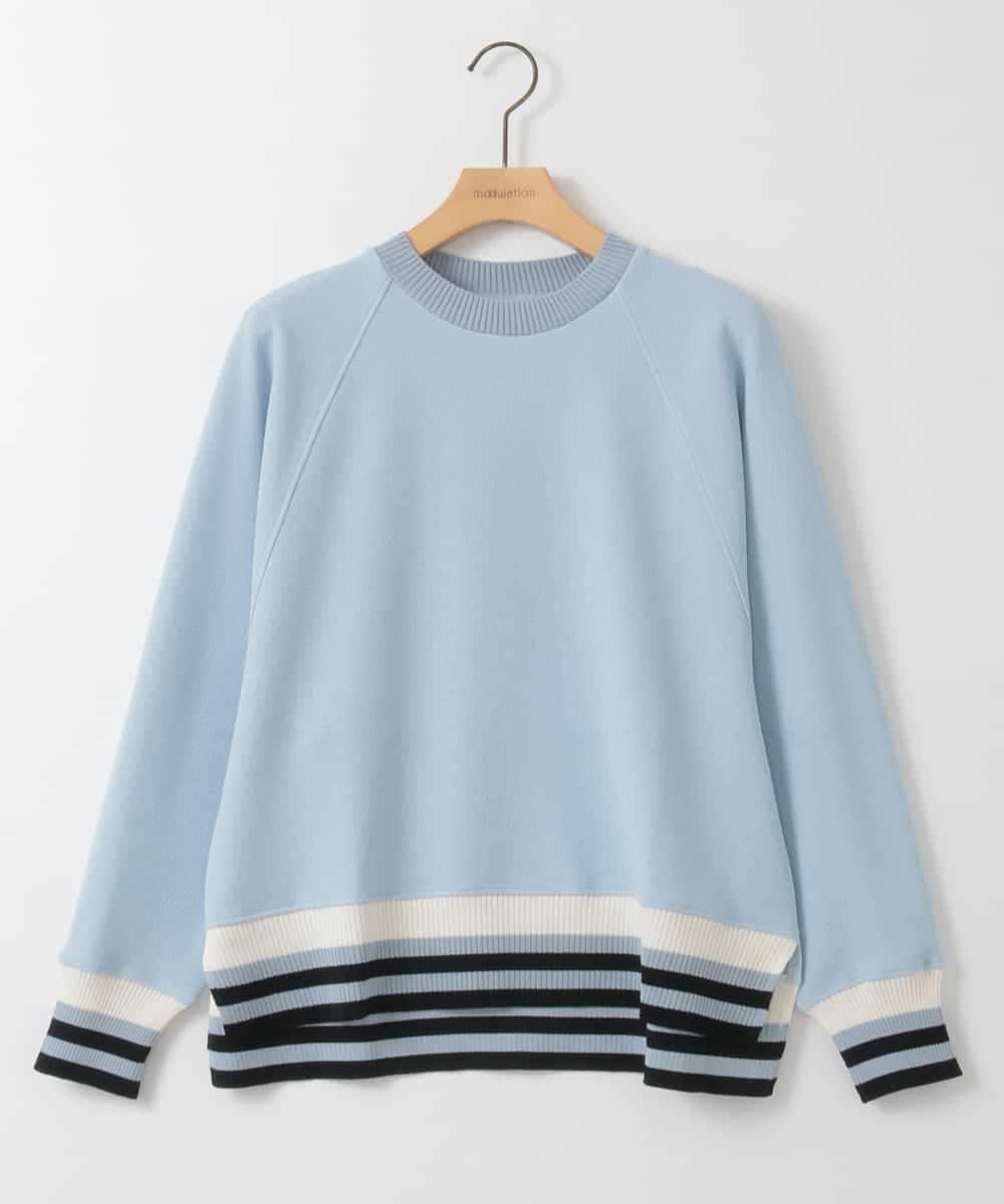 ZMKGE27120 al'aise modulation 【洗える】つぶつぶジョーゼット配色ラグランカットソー