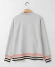 ZMKGE27120 al'aise modulation(アレーズモジュレーション) 【洗える】つぶつぶジョーゼット配色ラグランカットソー ライトグレー