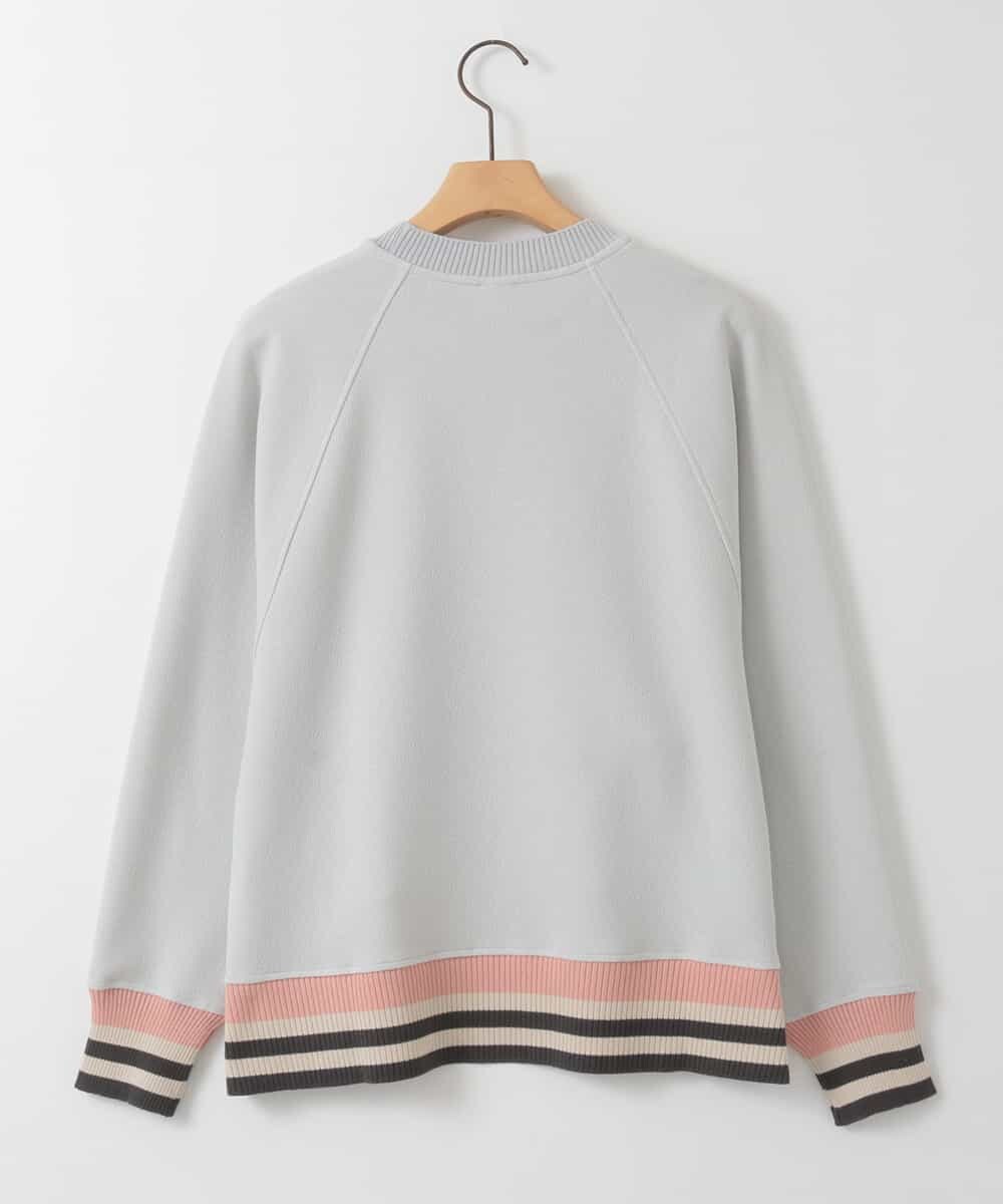 ZMKGE27120 al'aise modulation(アレーズモジュレーション) 【洗える】つぶつぶジョーゼット配色ラグランカットソー ライトグレー