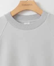 ZMKGE27120 al'aise modulation(アレーズモジュレーション) 【洗える】つぶつぶジョーゼット配色ラグランカットソー ライトグレー