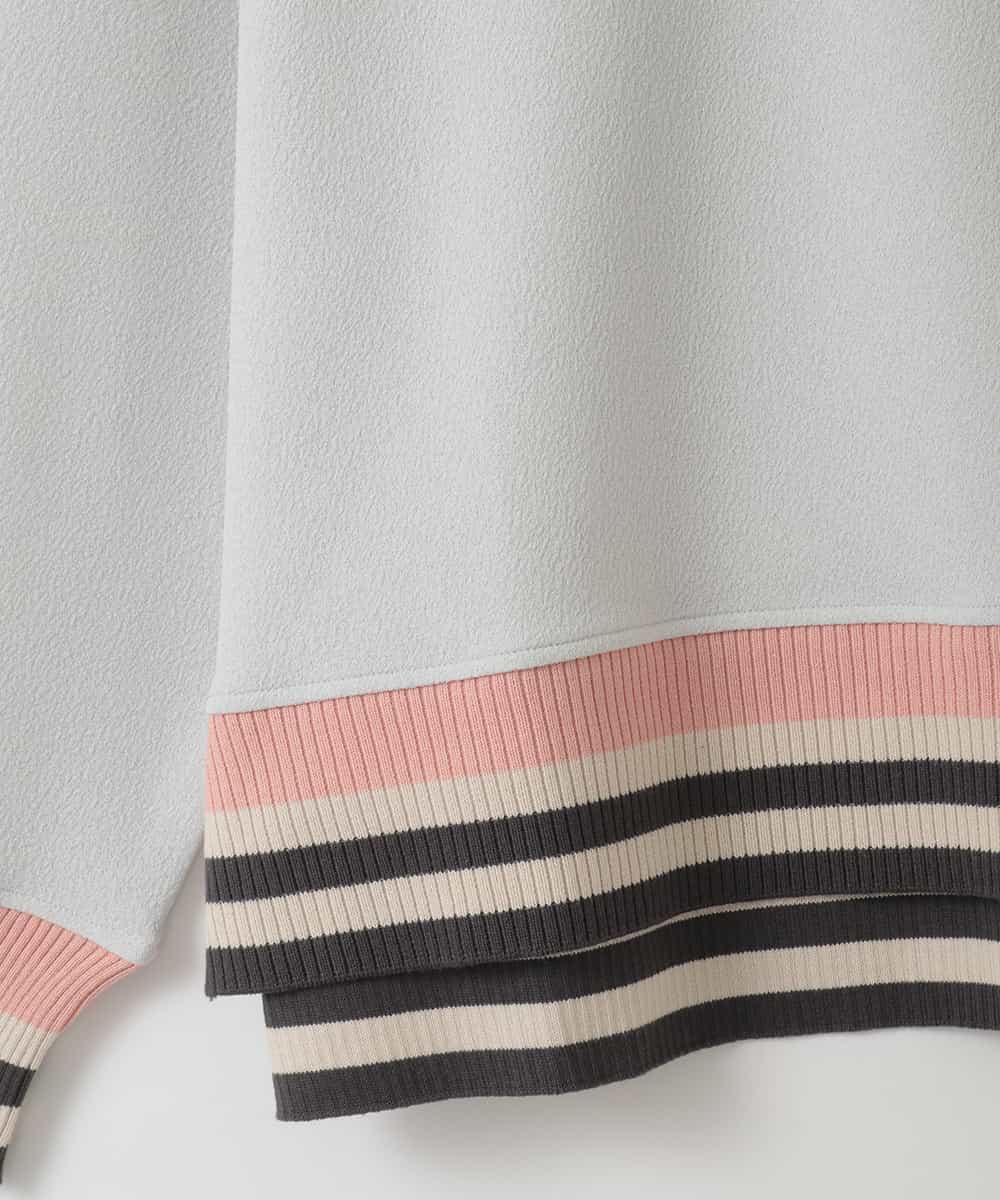 ZMKGE27120 al'aise modulation(アレーズモジュレーション) 【洗える】つぶつぶジョーゼット配色ラグランカットソー ライトグレー