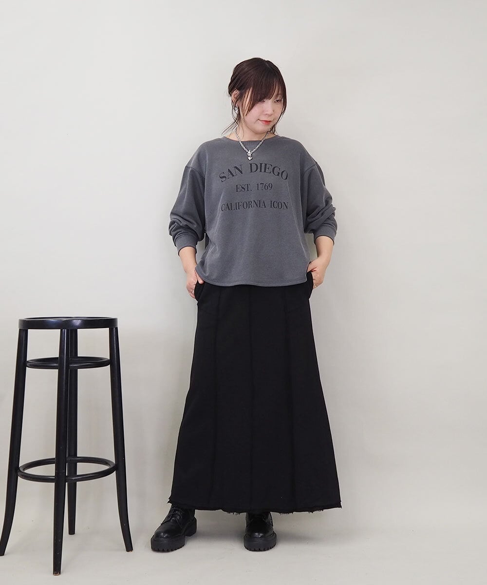 ZMKGE29120 al'aise modulation(アレーズモジュレーション) 【セットアップ対応】ヴィンテージ風ロゴプルオーバー ブラック