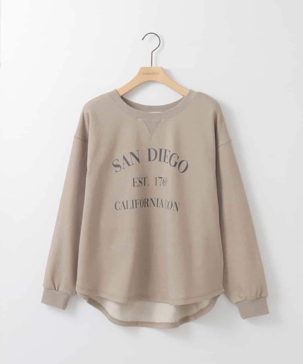 ZMKGE29120 al'aise modulation(アレーズモジュレーション) ヴィンテージ風ロゴプルオーバー ベージュ