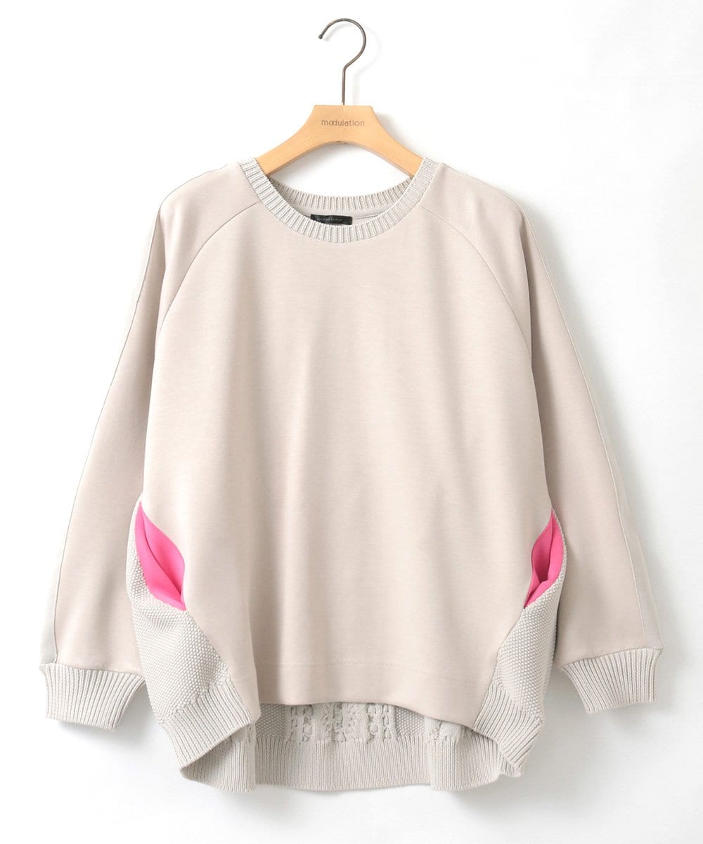 ZMKGE30120 al'aise modulation(アレーズモジュレーション) 【洗える】ケーブルニットドッキングプルオーバー ベージュ