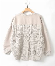 ZMKGE30120 al'aise modulation(アレーズモジュレーション) 【洗える】ケーブルニットドッキングプルオーバー ベージュ