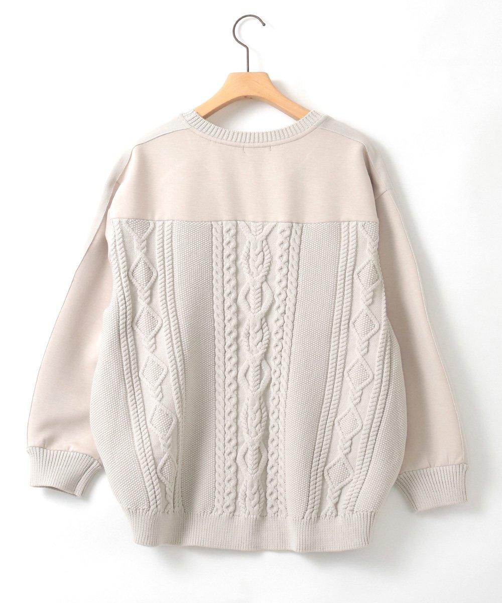 ZMKGE30120 al'aise modulation(アレーズモジュレーション) 【洗える】ケーブルニットドッキングプルオーバー ベージュ