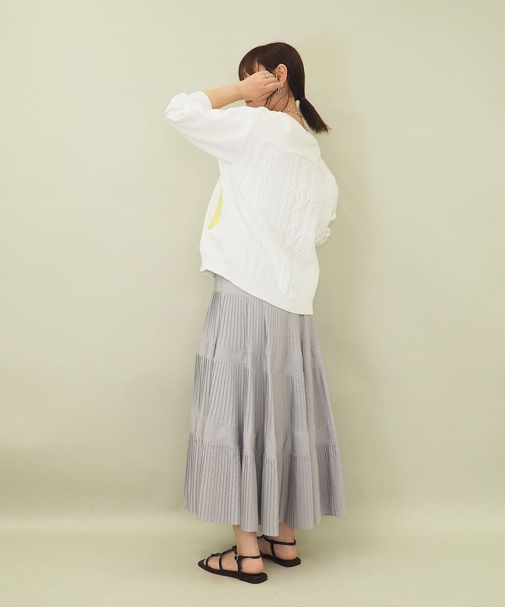 ZMKGE30120 al'aise modulation(アレーズモジュレーション) 【洗える】ケーブルニットドッキングプルオーバー ホワイト