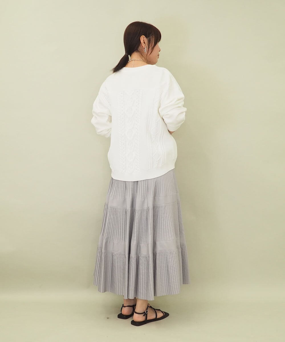 ZMKGE30120 al'aise modulation(アレーズモジュレーション) 【洗える】ケーブルニットドッキングプルオーバー ホワイト