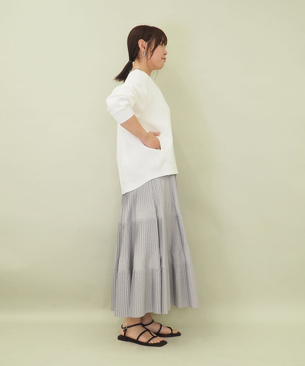 ZMKGE30120 al'aise modulation(アレーズモジュレーション) 【洗える】ケーブルニットドッキングプルオーバー ホワイト