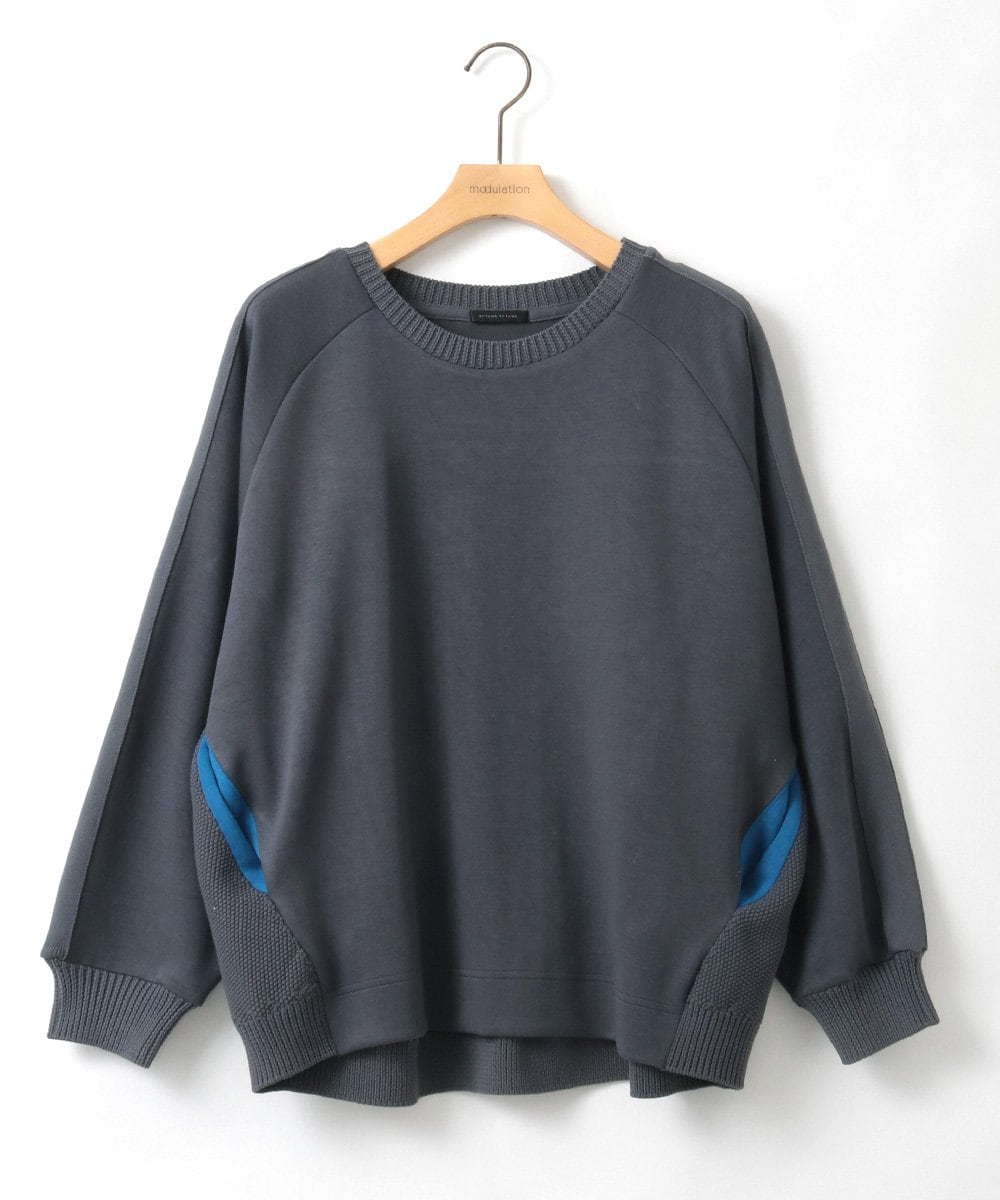 ZMKGE30120 al'aise modulation(アレーズモジュレーション) 【洗える】ケーブルニットドッキングプルオーバー ダークグレー