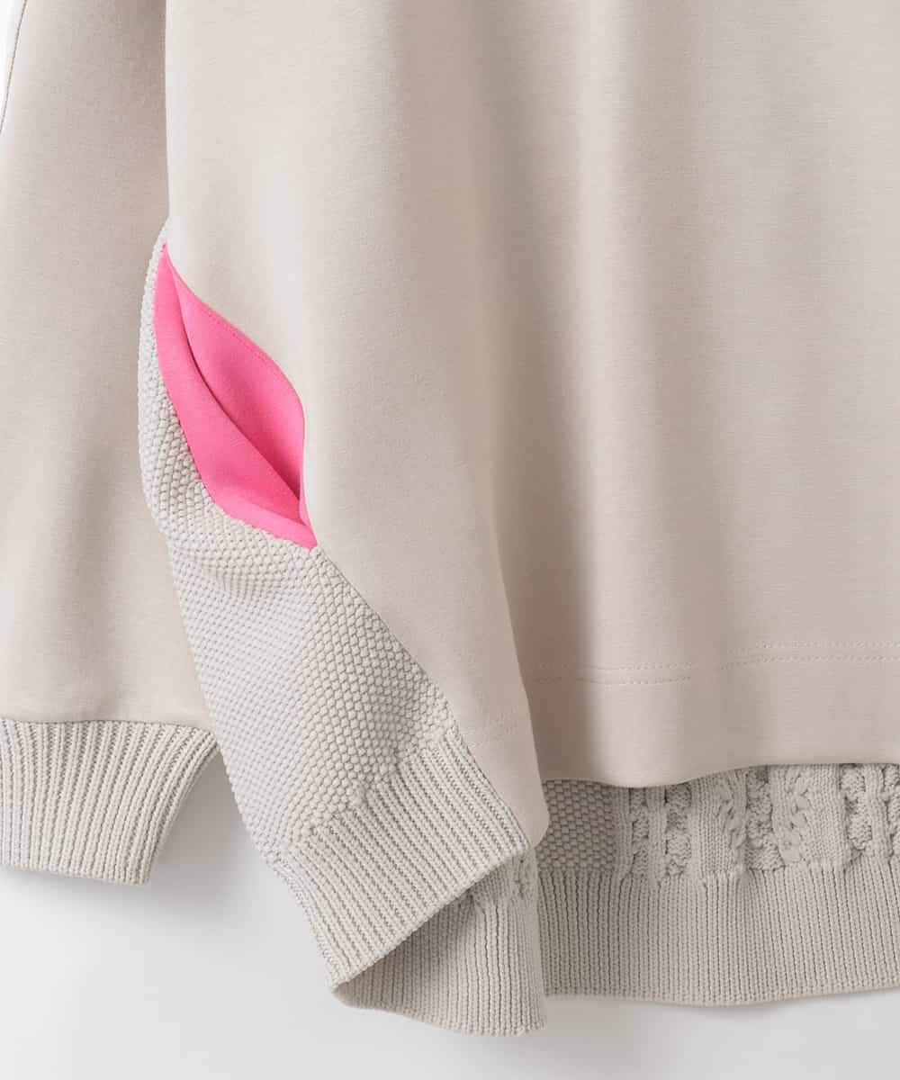 ZMKGE30120 al'aise modulation(アレーズモジュレーション) 【洗える】ケーブルニットドッキングプルオーバー ベージュ