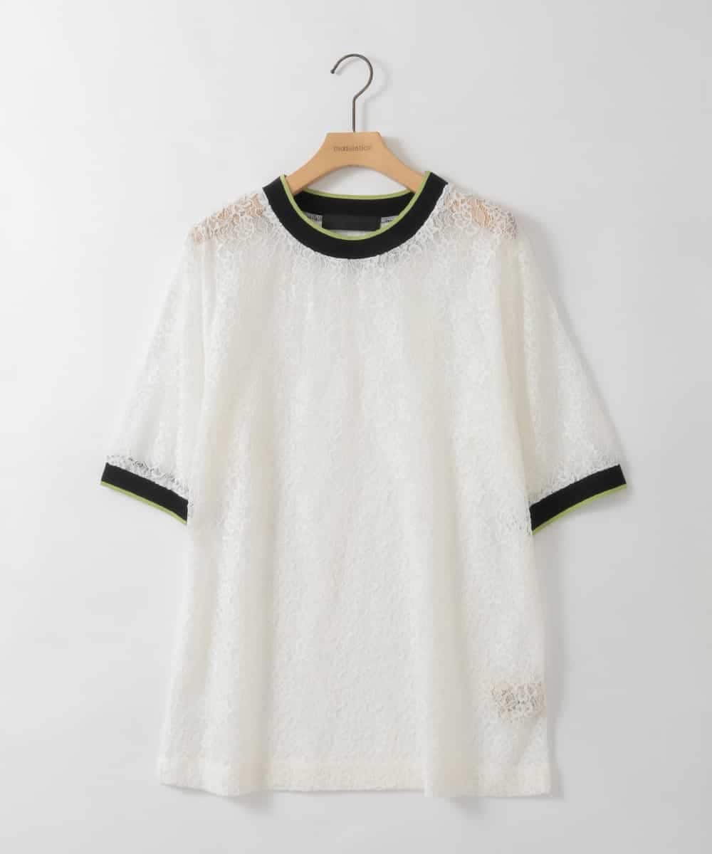 ZMKGE32130 al'aise modulation(アレーズモジュレーション) 配色リブデザインレースプルオーバー ホワイト