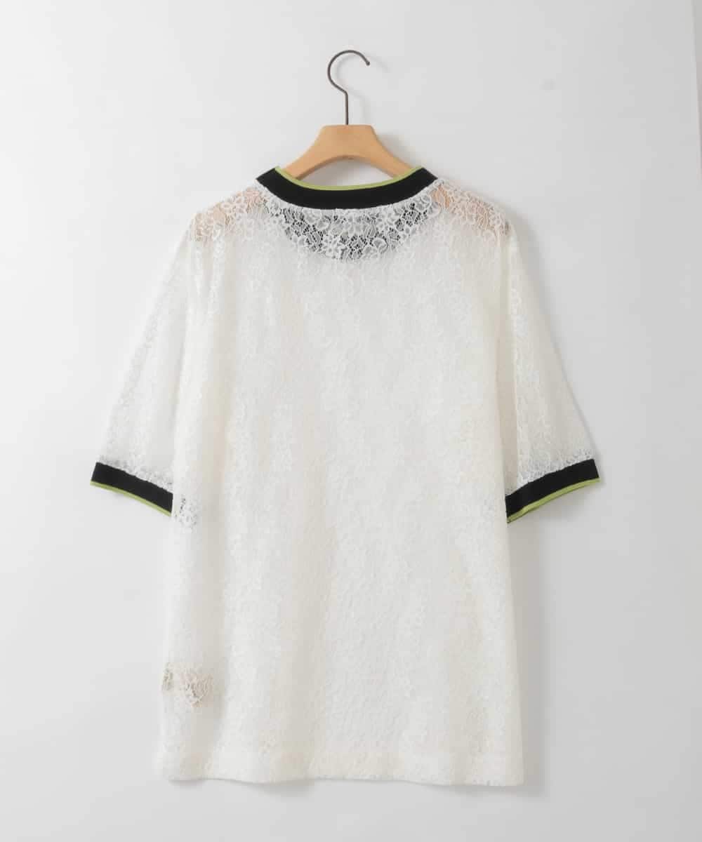 ZMKGE32130 al'aise modulation(アレーズモジュレーション) 配色リブデザインレースプルオーバー ホワイト