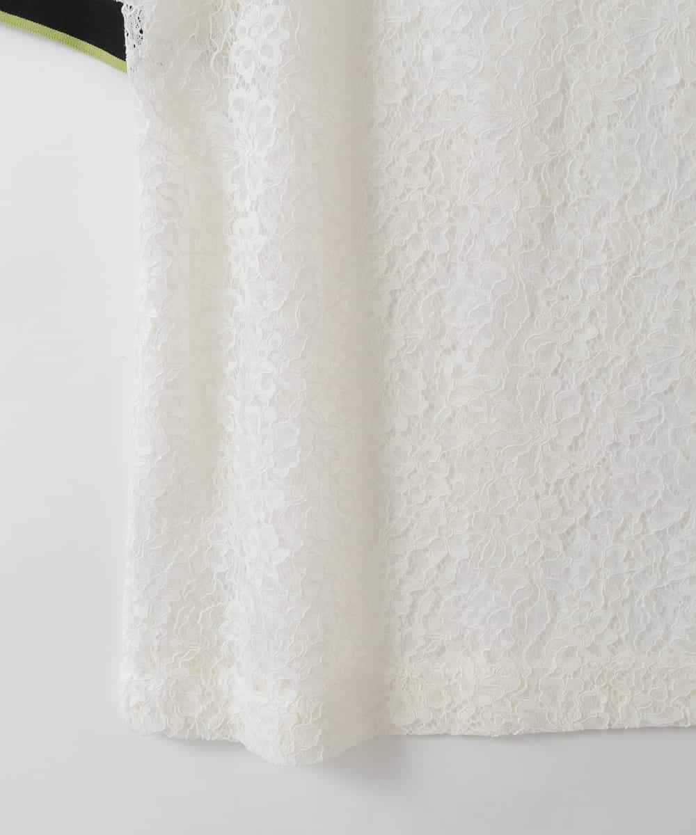 ZMKGE32130 al'aise modulation(アレーズモジュレーション) 配色リブデザインレースプルオーバー ホワイト