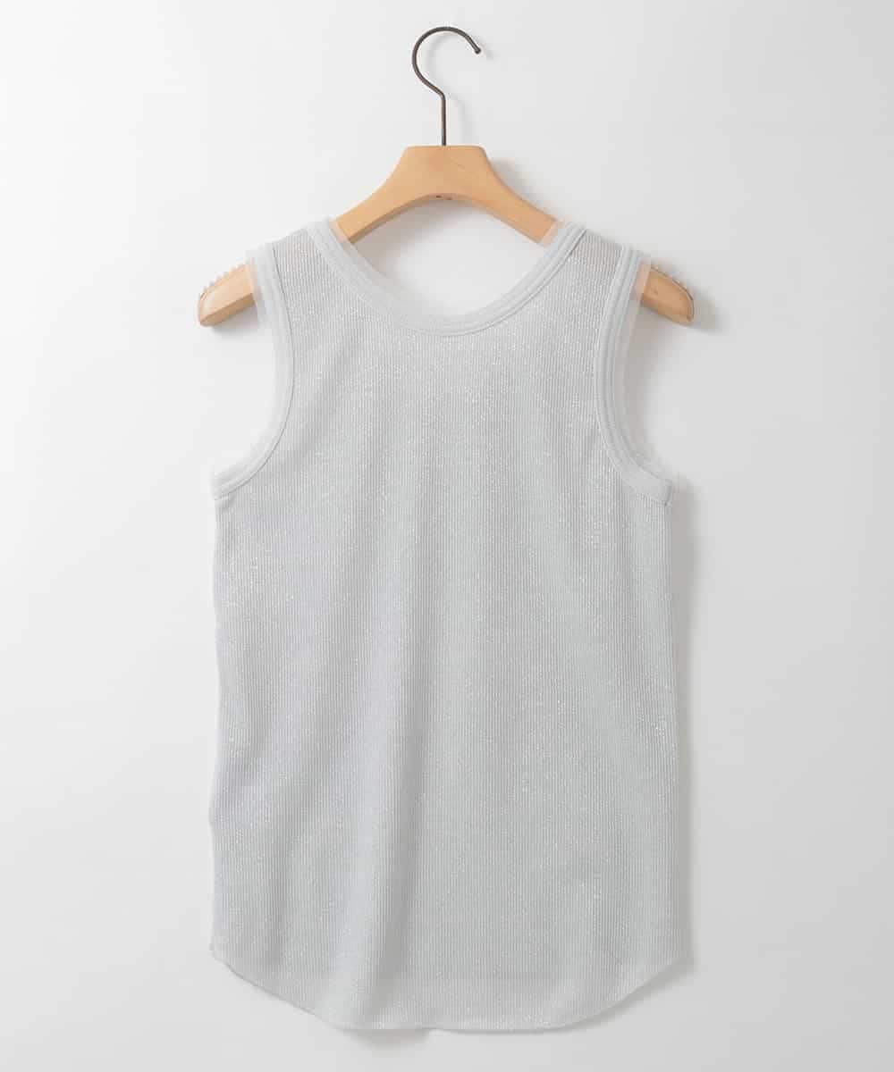 ZMKGE33060 al'aise modulation(アレーズモジュレーション) ラメリブタンクトップ ホワイト