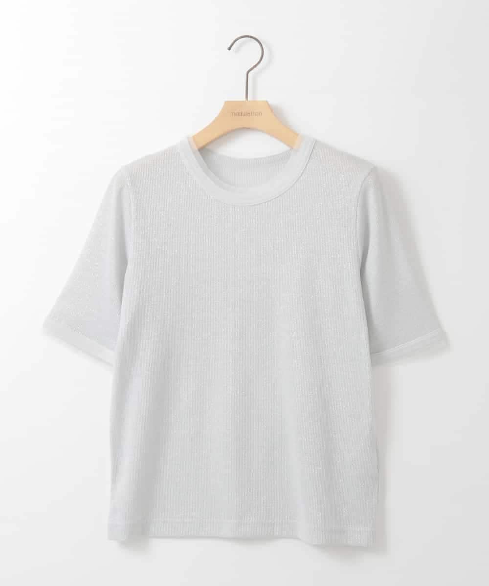 ZMKGE34070 al'aise modulation(アレーズモジュレーション) ラメリブチュールジョイントプルオーバー ホワイト