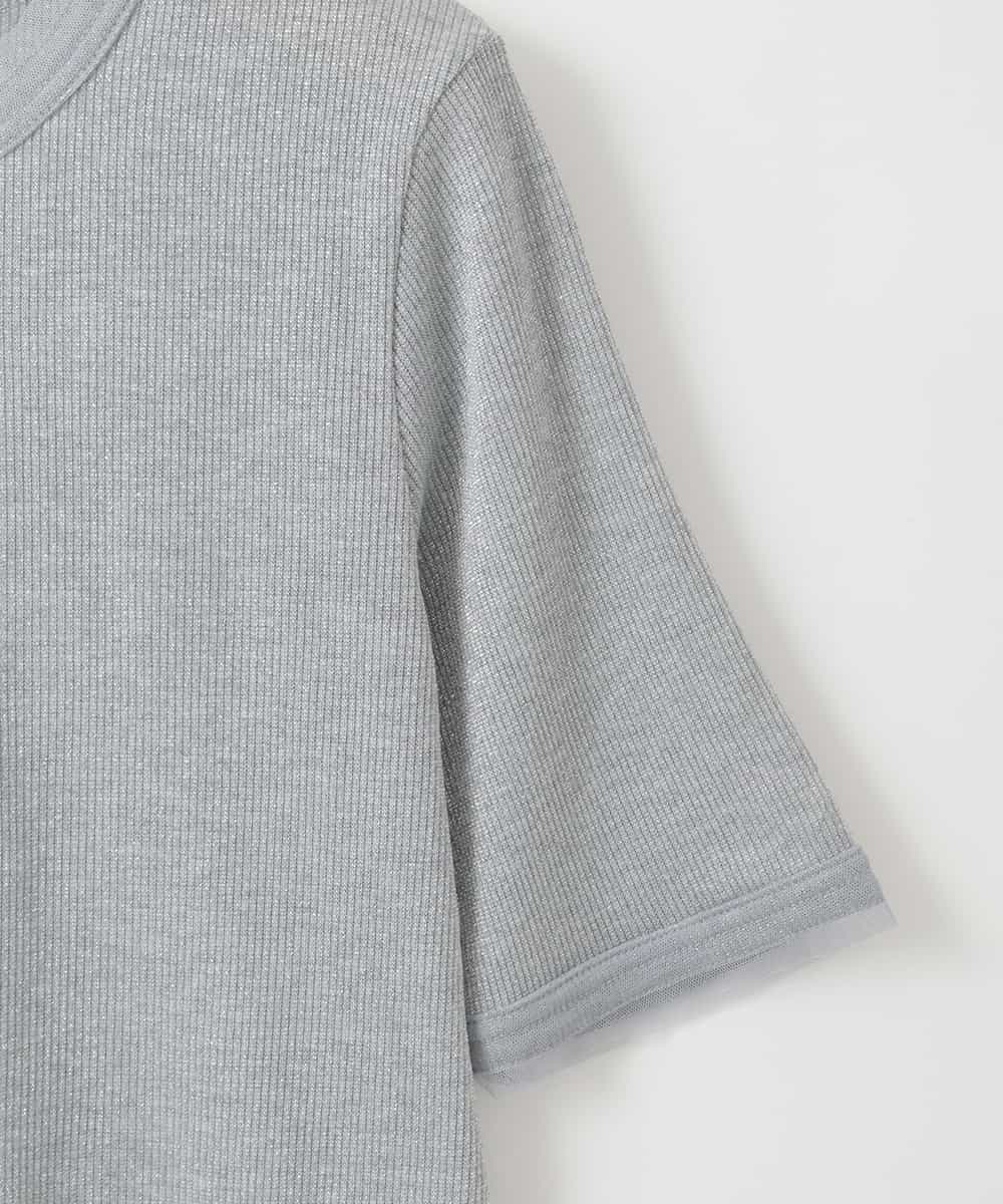 ZMKGE34070 al'aise modulation(アレーズモジュレーション) ラメリブチュールジョイントプルオーバー グレー