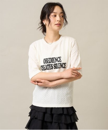 ZMKGE35069 al'aise modulation ジャカード編みロゴデザインカットソー