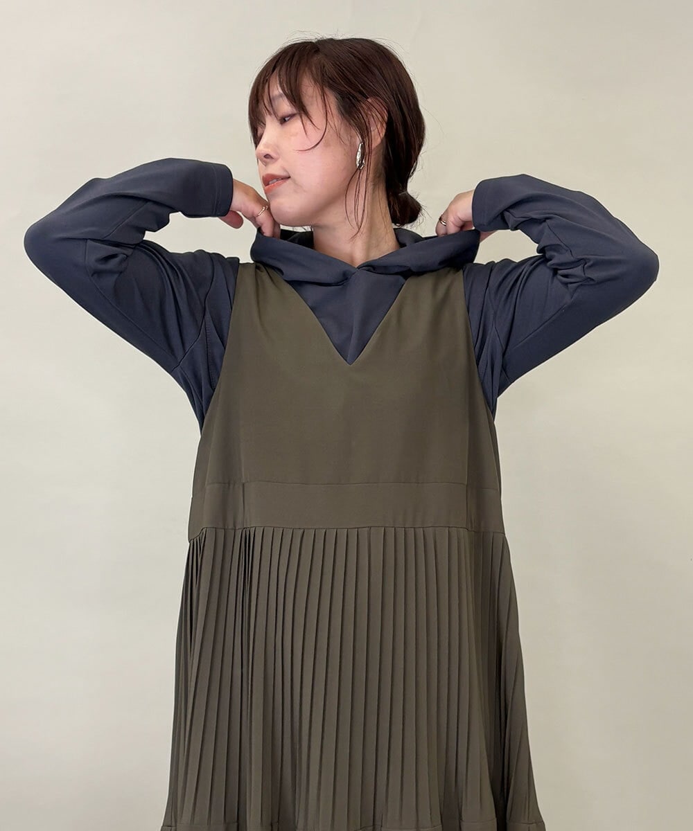 ZMKGE36079 al'aise modulation(アレーズモジュレーション) ラウンドヘムフーディーカットソー ダークグレー