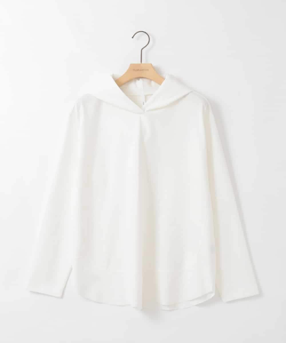 ZMKGE36079 al'aise modulation(アレーズモジュレーション) ラウンドヘムフーディーカットソー アイボリー