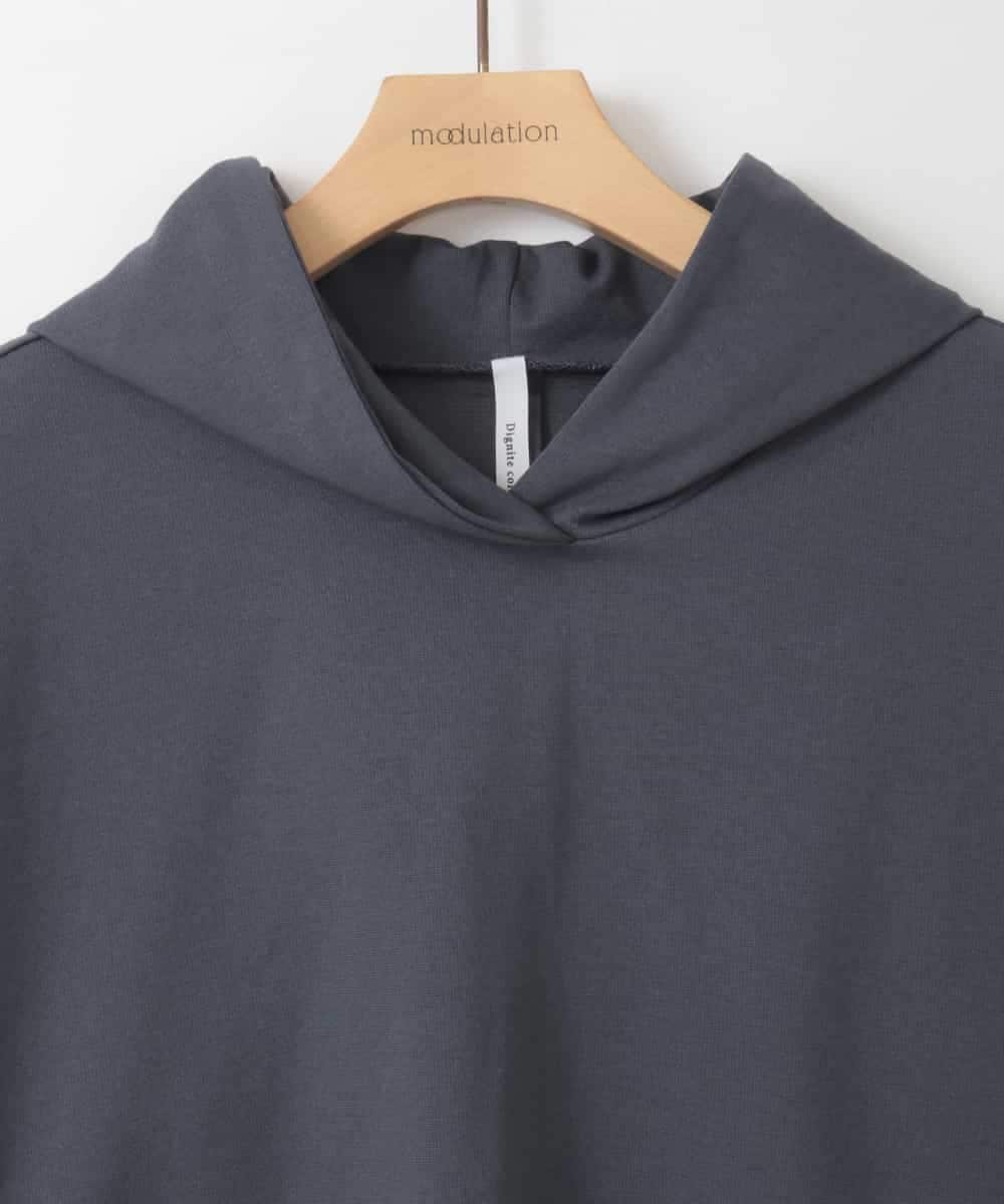 ZMKGE36079 al'aise modulation(アレーズモジュレーション) ラウンドヘムフーディーカットソー ダークグレー