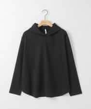 ZMKGE36079 al'aise modulation(アレーズモジュレーション) ラウンドヘムフーディーカットソー ブラック