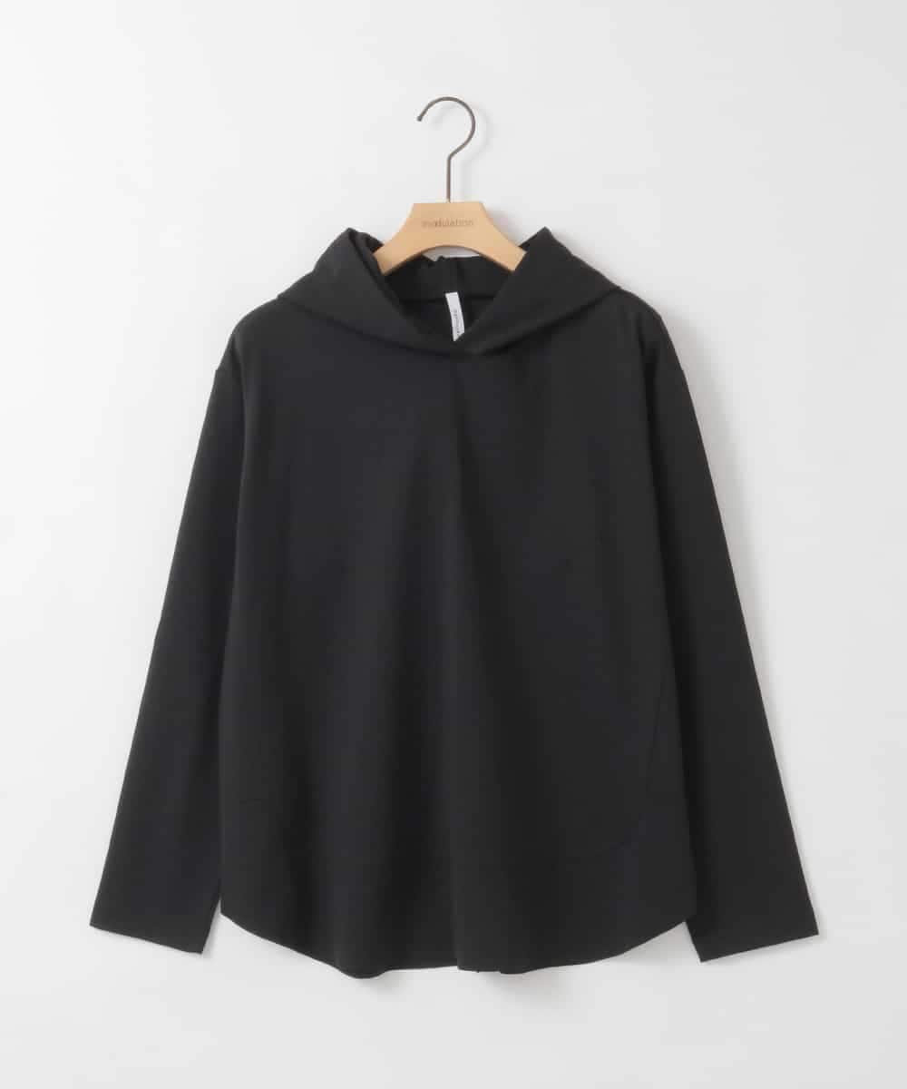 ZMKGE36079 al'aise modulation(アレーズモジュレーション) ラウンドヘムフーディーカットソー ブラック