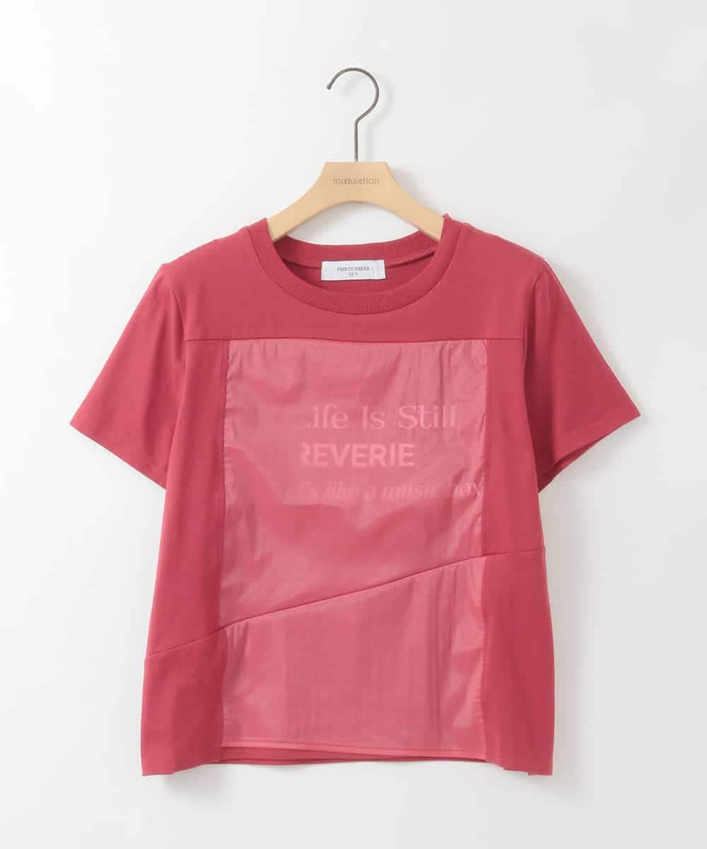ZMKGE36085 al'aise modulation(アレーズモジュレーション) シアージョイントブロッキングデザインTシャツ レッド