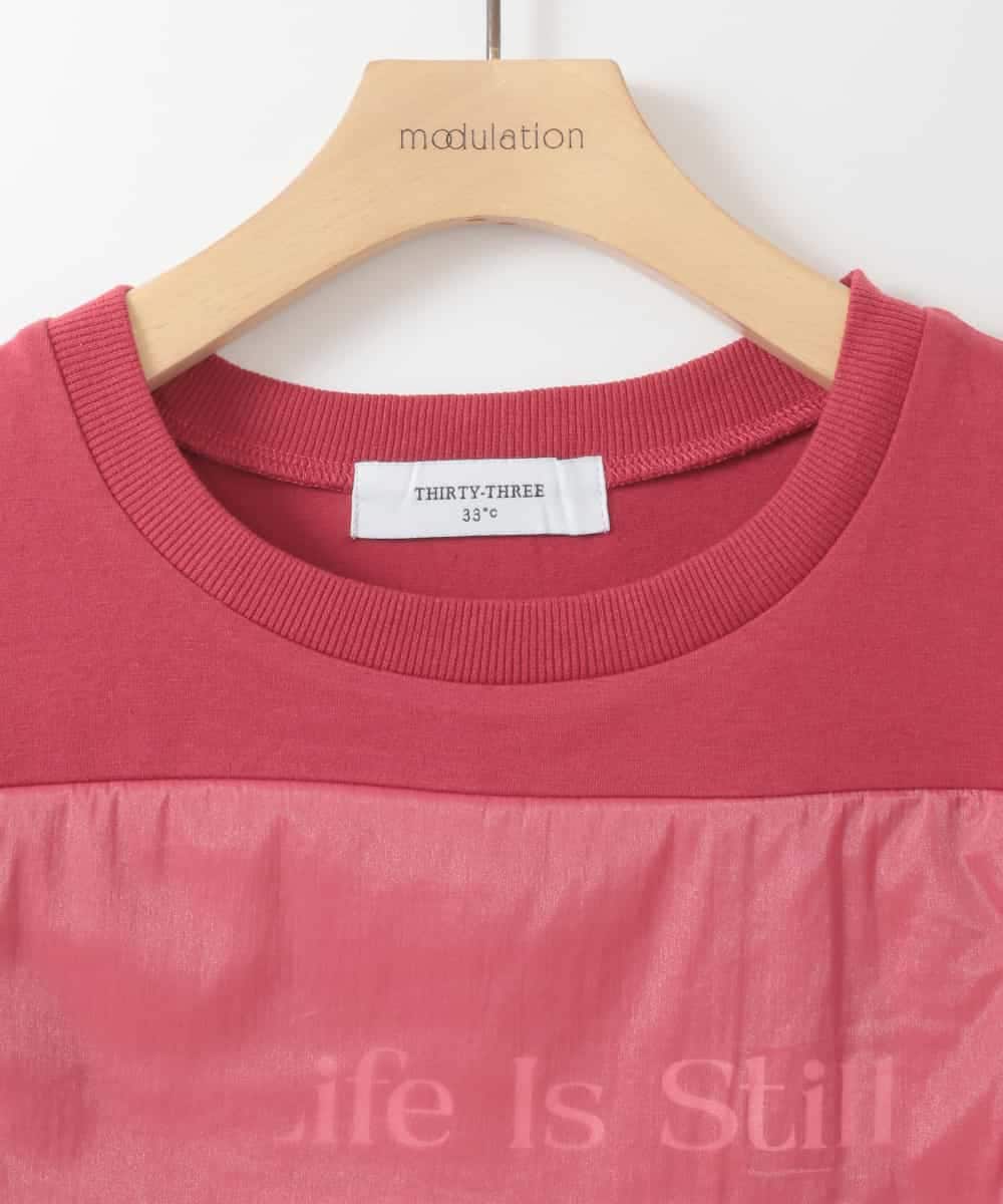 ZMKGE36085 al'aise modulation(アレーズモジュレーション) シアージョイントブロッキングデザインTシャツ レッド