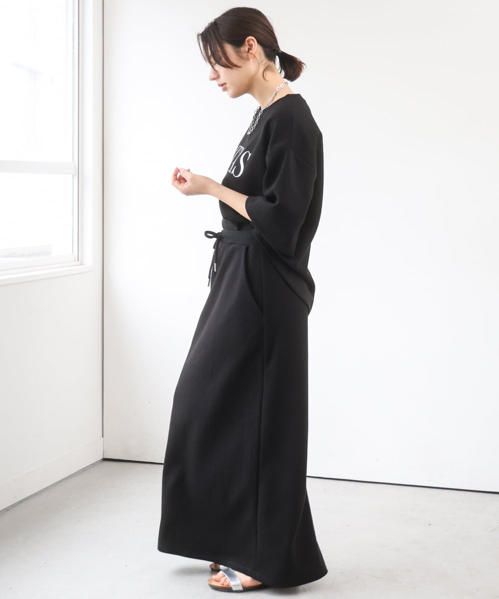 ZMKGE38110 al'aise modulation(アレーズモジュレーション) 刺繍ロゴハーフスリーブカットソー ブラック