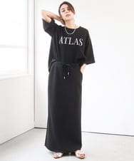 ZMKGE38110 al'aise modulation(アレーズモジュレーション) 刺繍ロゴハーフスリーブカットソー ブラック