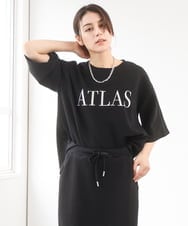 ZMKGE38110 al'aise modulation(アレーズモジュレーション) 刺繍ロゴハーフスリーブカットソー ブラック