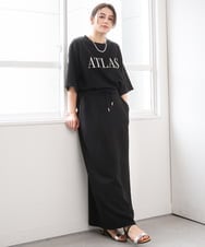 ZMKGE38110 al'aise modulation(アレーズモジュレーション) 刺繍ロゴハーフスリーブカットソー ブラック