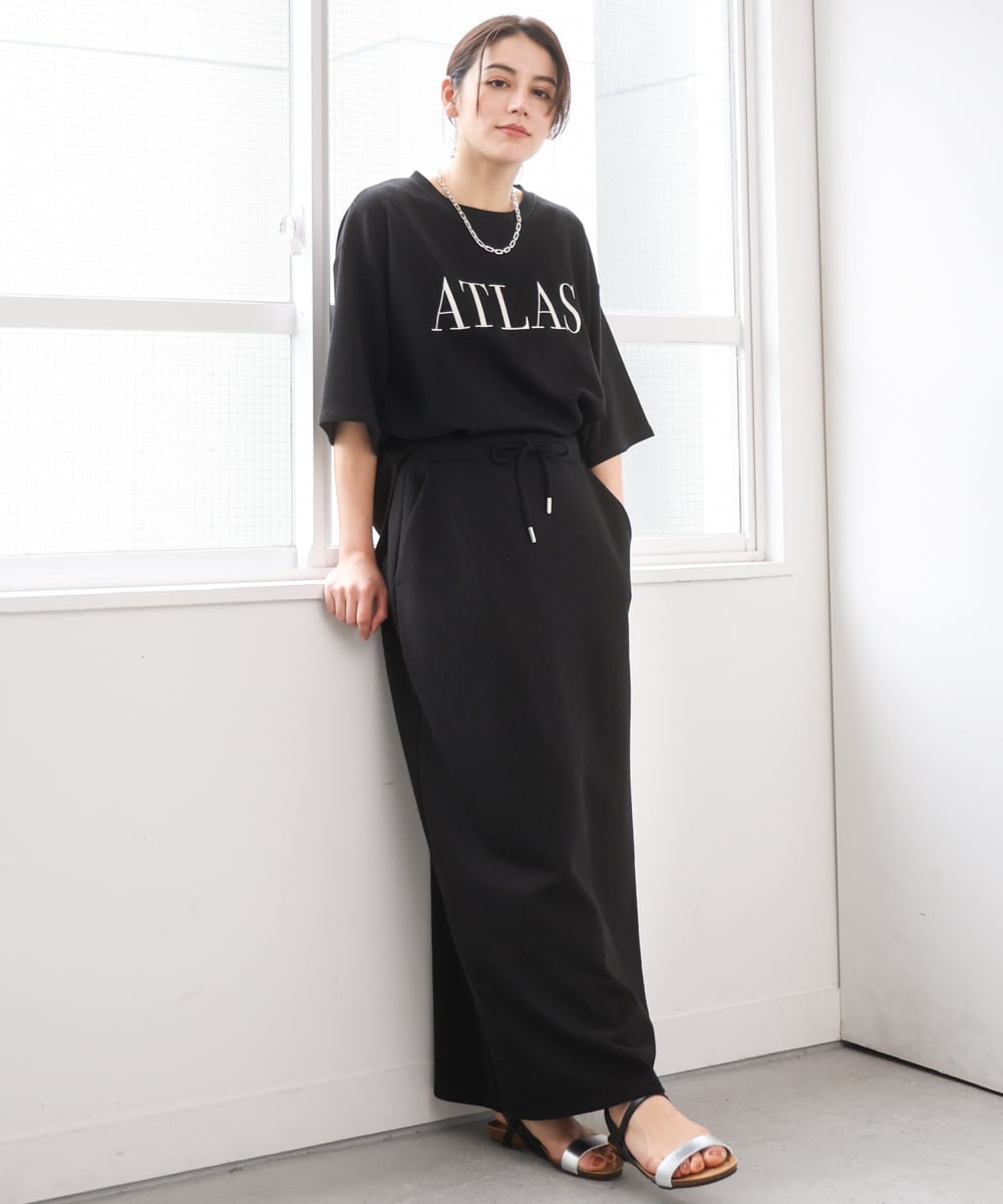 ZMKGE38110 al'aise modulation(アレーズモジュレーション) 刺繍ロゴハーフスリーブカットソー ブラック