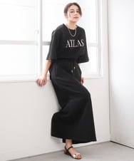 ZMKGE38110 al'aise modulation(アレーズモジュレーション) 刺繍ロゴハーフスリーブカットソー ブラック