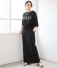 ZMKGE38110 al'aise modulation(アレーズモジュレーション) 刺繍ロゴハーフスリーブカットソー ブラック