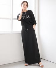 ZMKGE38110 al'aise modulation(アレーズモジュレーション) 刺繍ロゴハーフスリーブカットソー ブラック