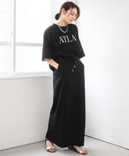 ZMKGE38110 al'aise modulation(アレーズモジュレーション) 刺繍ロゴハーフスリーブカットソー ブラック