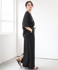 ZMKGE38110 al'aise modulation(アレーズモジュレーション) 刺繍ロゴハーフスリーブカットソー ブラック