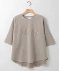 ZMKGE38110 al'aise modulation(アレーズモジュレーション) 刺繍ロゴハーフスリーブカットソー ライトグレー