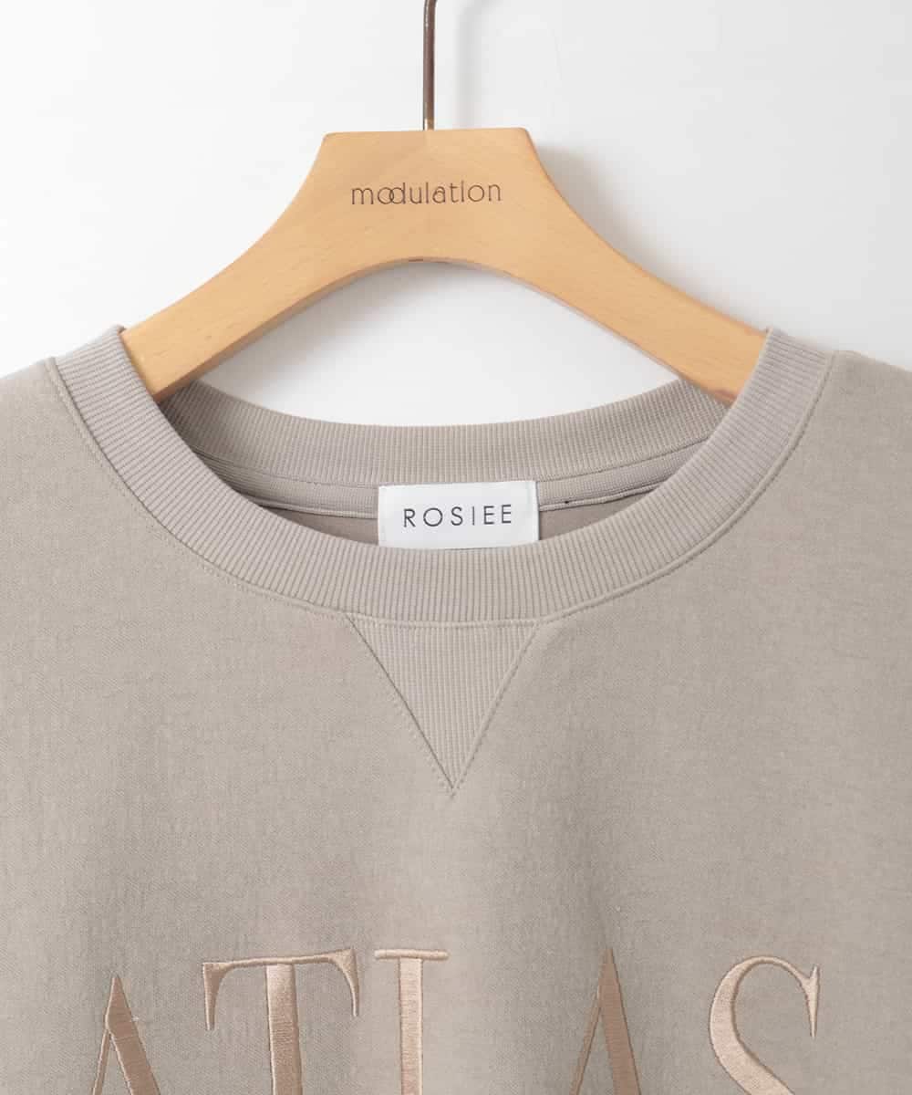 ZMKGE38110 al'aise modulation(アレーズモジュレーション) 刺繍ロゴハーフスリーブカットソー ライトグレー
