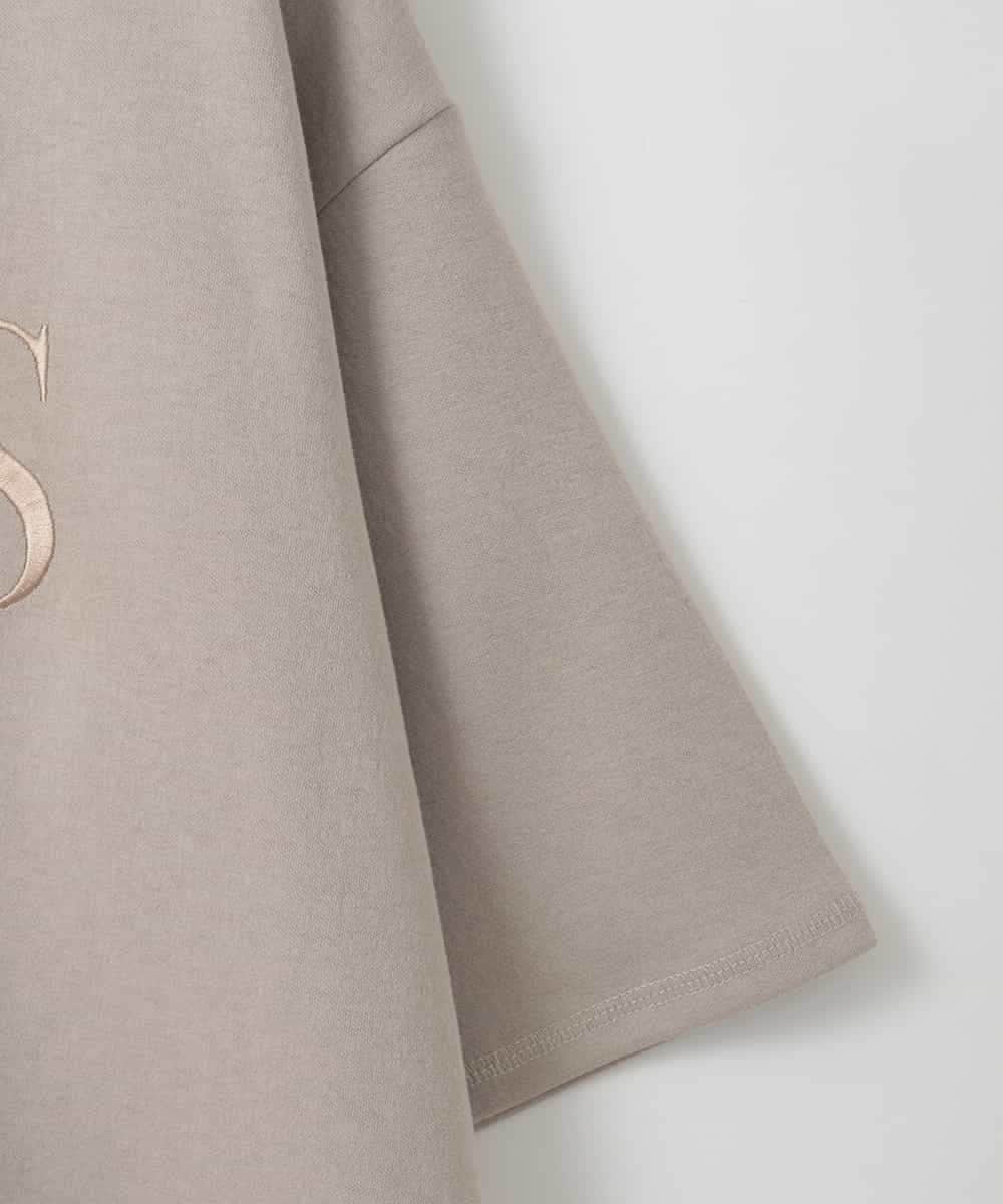 ZMKGE38110 al'aise modulation(アレーズモジュレーション) 刺繍ロゴハーフスリーブカットソー ライトグレー